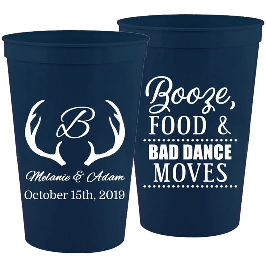 Wedding 020 - Booze Food And Bad Dance Moves With Antlers - 16 oz Plastic Cups