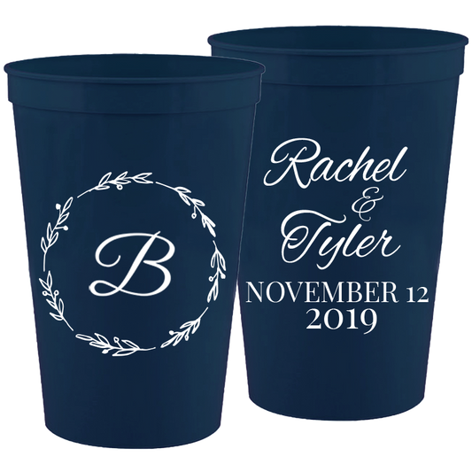 Wedding - Classy Wedding Names And Floral - 16 oz Plastic Cups 027