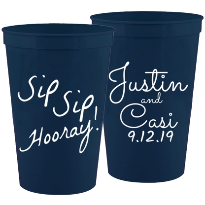 Wedding - Sip Sip Hooray! - 16 oz Plastic Cups 028