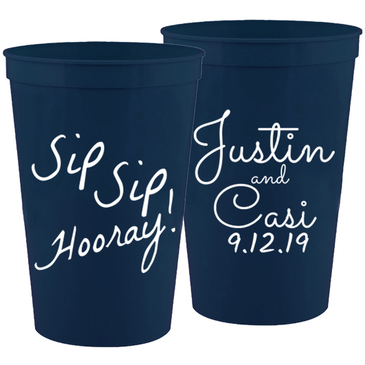 Wedding - Sip Sip Hooray! - 16 oz Plastic Cups 028