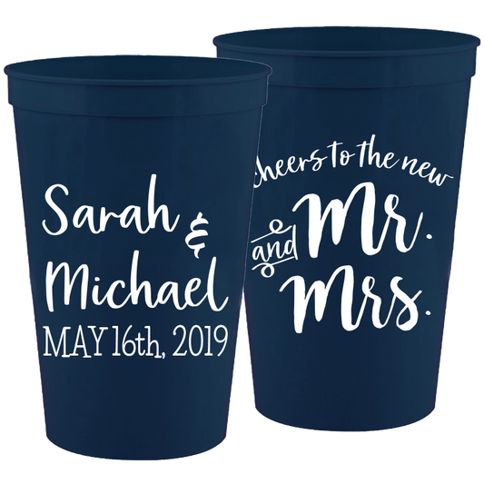 Wedding - Cheers To The New Mr & And Mrs - 16 oz Plastic Cups 030