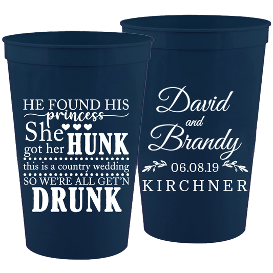 Wedding - He Found His Princess She Got Her Hunk - 16 oz Plastic Cups 038