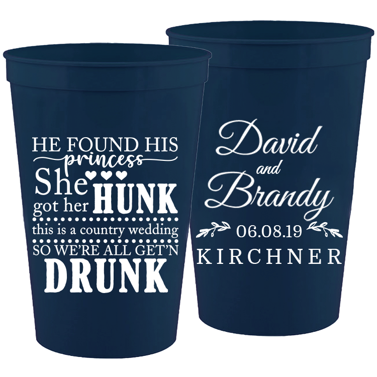 Wedding - He Found His Princess She Got Her Hunk - 16 oz Plastic Cups 038