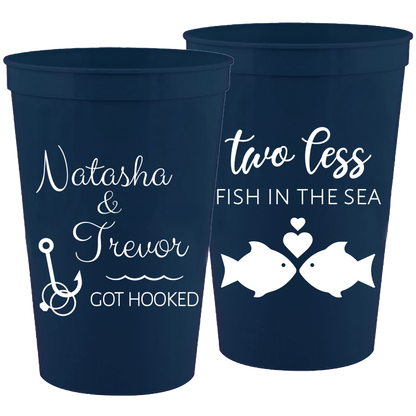 Wedding - Two Less Fish In The Sea, Got Hooked - 16 oz Plastic Cups 039