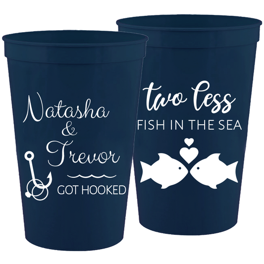 Wedding - Two Less Fish In The Sea, Got Hooked - 16 oz Plastic Cups 039