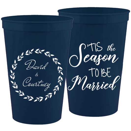 Wedding - Tis The Season To Be Married Wreath - 16 oz Plastic Cups 040