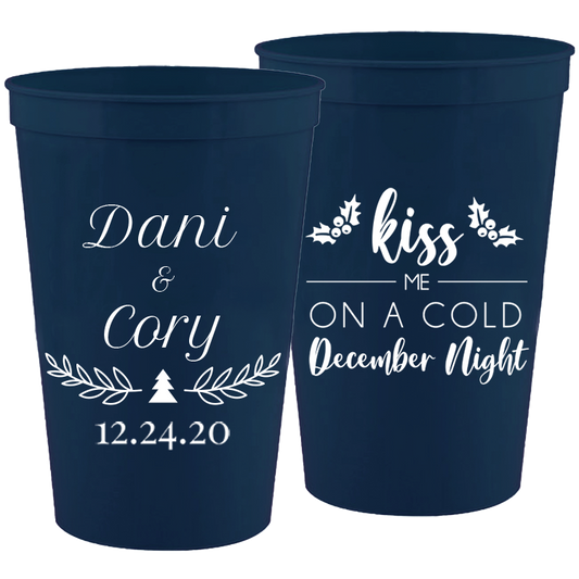 Wedding - Kiss Me On A Cold December Night Holiday - 16 oz Plastic Cups 044