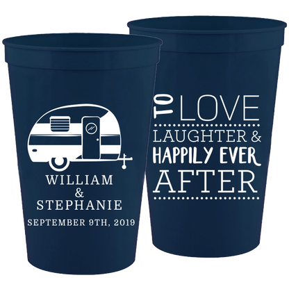 Wedding - To Love Laughter (4) Camper - 16 oz Plastic Cups 055