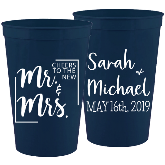 Wedding - Cheers To The New Mr & Mrs - 16 oz Plastic Cups 057