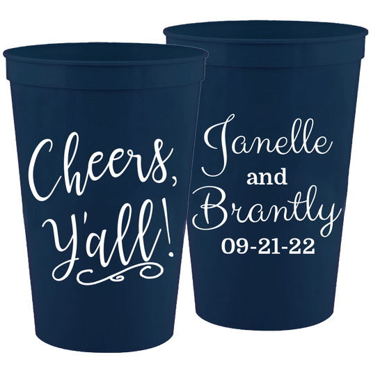 Wedding - Cheers Yall! - 16 oz Plastic Cups 059