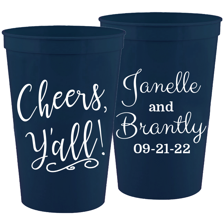 Wedding - Cheers Yall! - 16 oz Plastic Cups 059