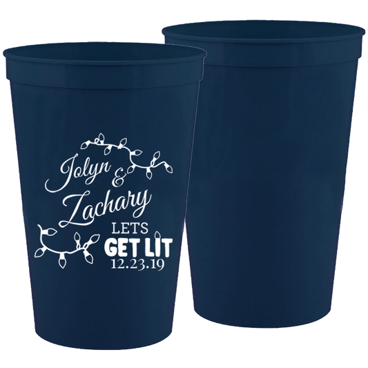 Wedding 005 - Let's Get Lit Names - 16 oz Plastic Cups