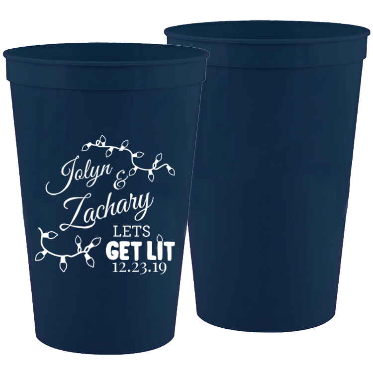 Wedding 005 - Let's Get Lit Names - 16 oz Plastic Cups