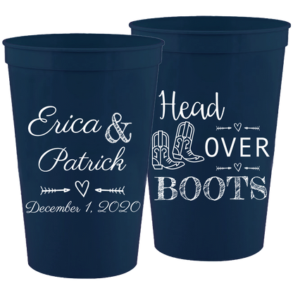 Wedding - Head Over Boots Heart - 16 oz Plastic Cups 060