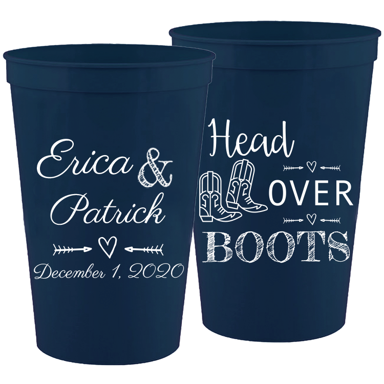 Wedding - Head Over Boots Heart - 16 oz Plastic Cups 060