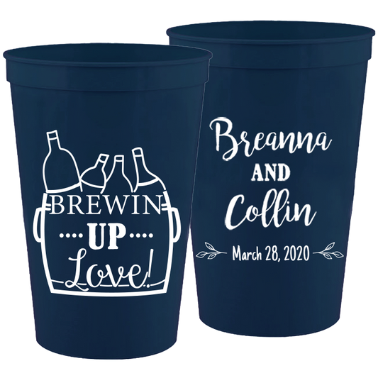 Wedding - Brewing Up Love - 16 oz Plastic Cups 063