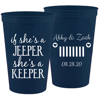 Wedding - Jeeper She's A Keeper - 16 oz Plastic Cups 066