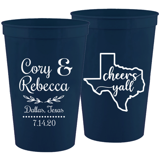 Wedding - Cheers Yall With Texas State - 16 oz Plastic Cups 079