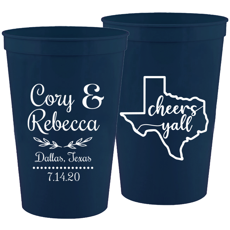 Wedding - Cheers Yall With Texas State - 16 oz Plastic Cups 079