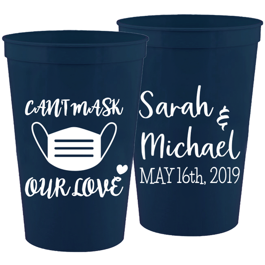 Wedding - Can't Mask Our Love - 16 oz Plastic Cups 087