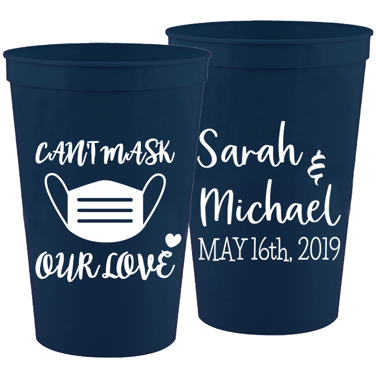 Wedding - Can't Mask Our Love - 16 oz Plastic Cups 087