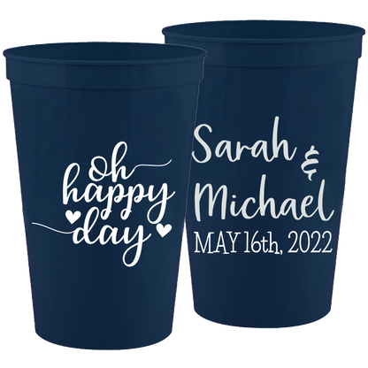 Wedding - Oh Happy Day - 16 oz Plastic Cups 097