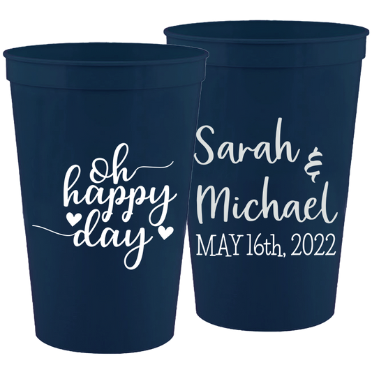 Wedding - Oh Happy Day - 16 oz Plastic Cups 097