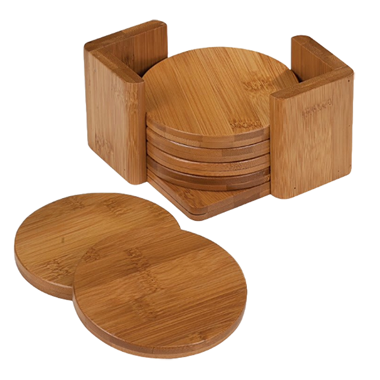 Round Bamboo Coaster Set of 6