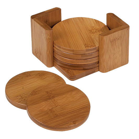 Round Bamboo Coaster Set of 6