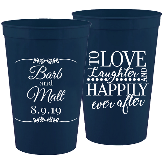 Wedding 002 - To Love Laughter Leaf - 16 oz Plastic Cups