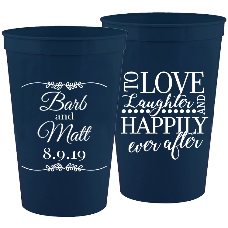 Wedding 002 - To Love Laughter Leaf - 16 oz Plastic Cups