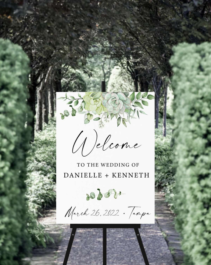 Wedding Welcome Sign - Succulent & Eucalyptus