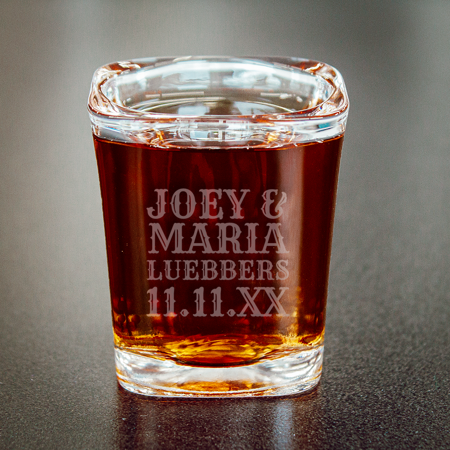 Shot Glass with Custom Engraved First & Last Name w/ Date Western