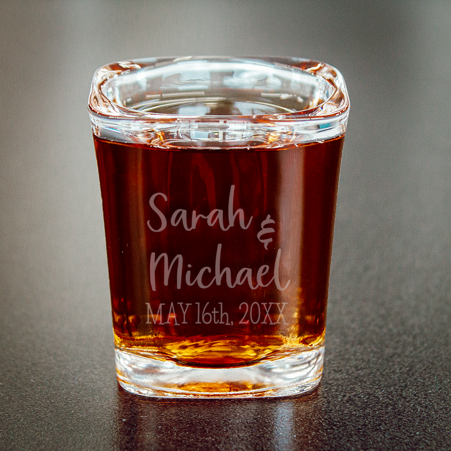 Shot Glass with Custom Engraved Names & Date