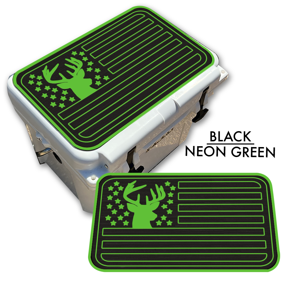 Deer Silhouette American Flag - Cooler Pad Top