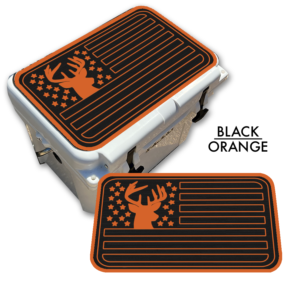 Deer Silhouette American Flag - Cooler Pad Top