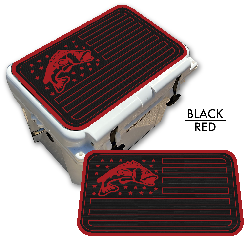 Bass Fish American Flag - Cooler Pad Top