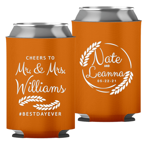 Wedding - Cheers To Mr & Mrs Leaves - Foam Can 049