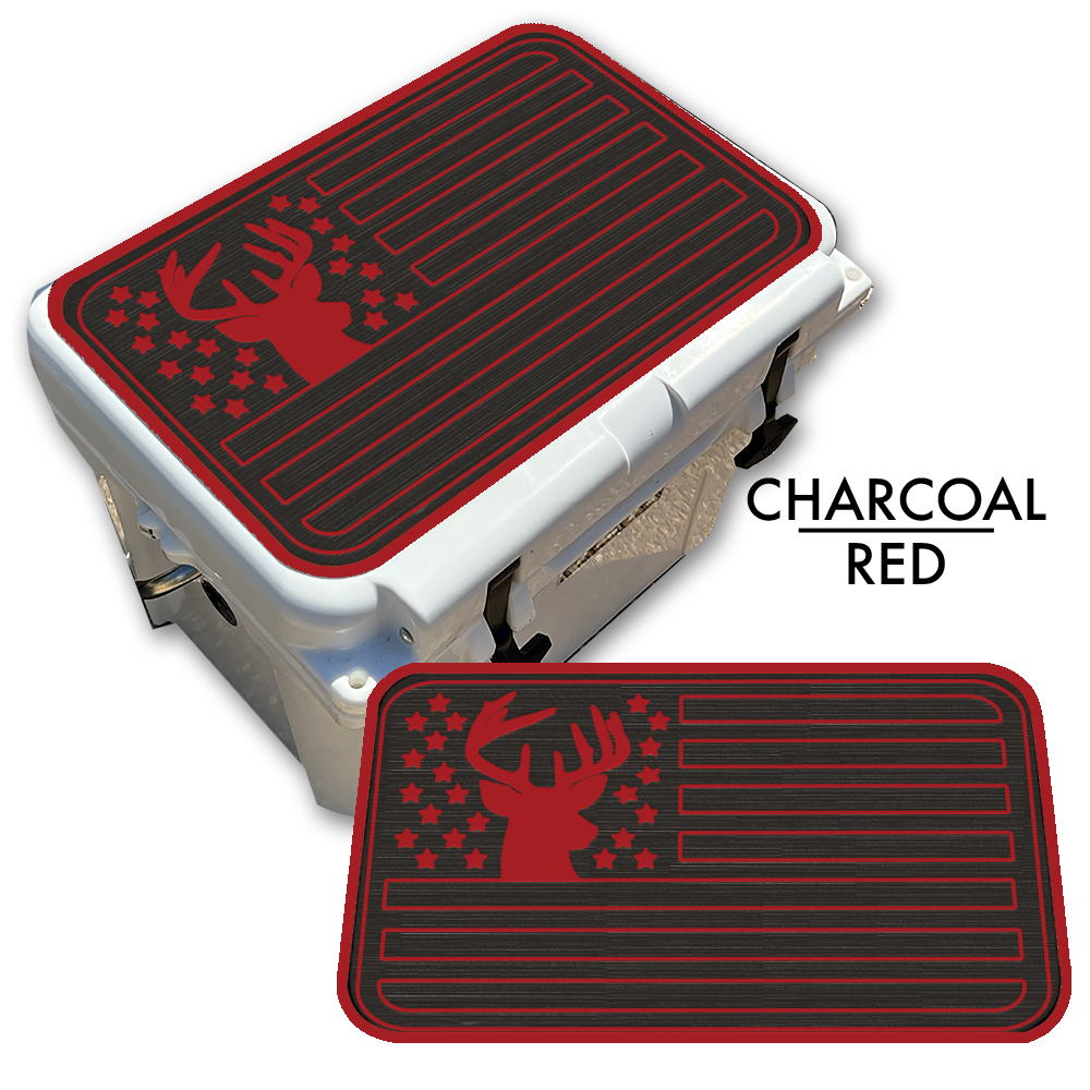 Deer Silhouette American Flag - Cooler Pad Top