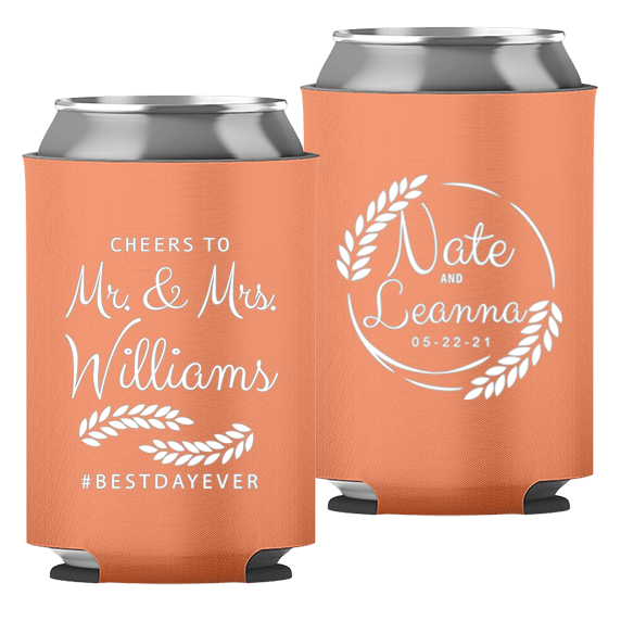 Wedding - Cheers To Mr & Mrs Leaves - Foam Can 049