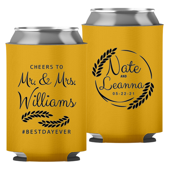 Wedding - Cheers To Mr & Mrs Leaves - Foam Can 049