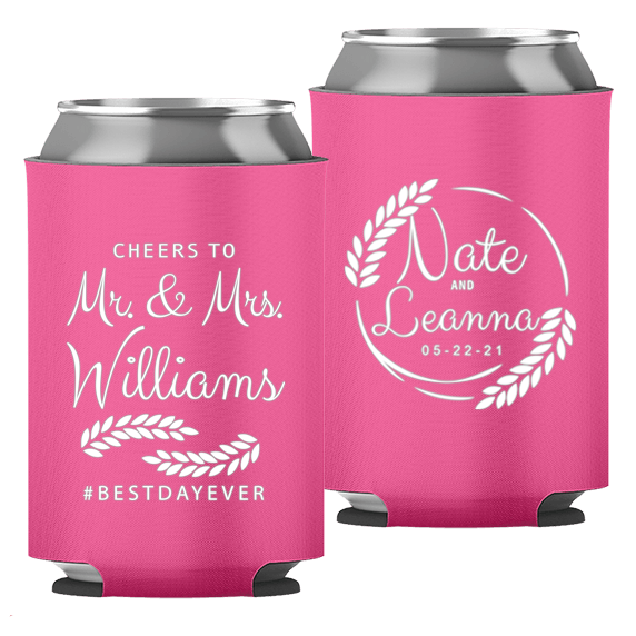 Wedding - Cheers To Mr & Mrs Leaves - Foam Can 049