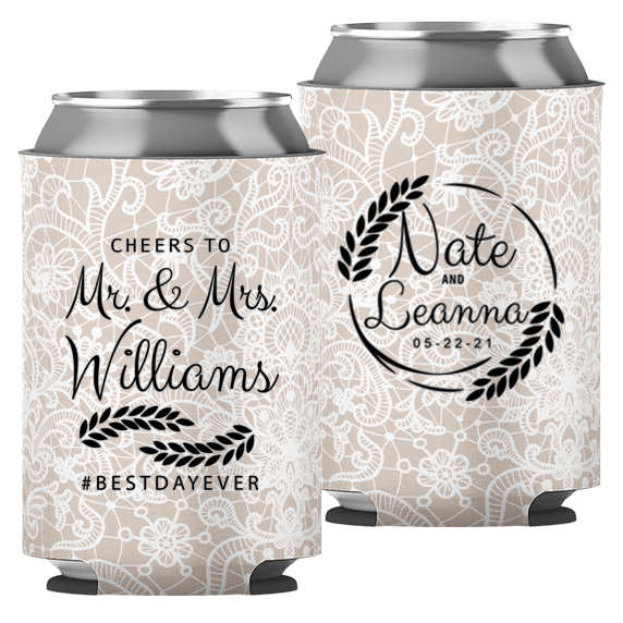 Wedding - Cheers To Mr & Mrs Leaves - Foam Can 049