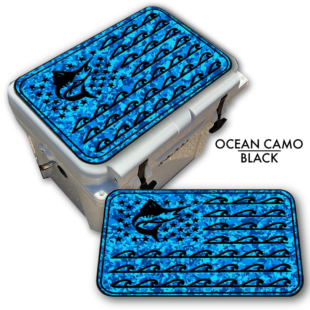 Marlin Ocean Waves Flag - Cooler Pad Top