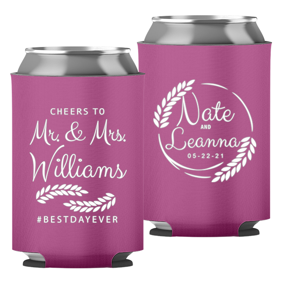 Wedding - Cheers To Mr & Mrs Leaves - Foam Can 049