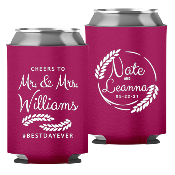 Wedding - Cheers To Mr & Mrs Leaves - Foam Can 049