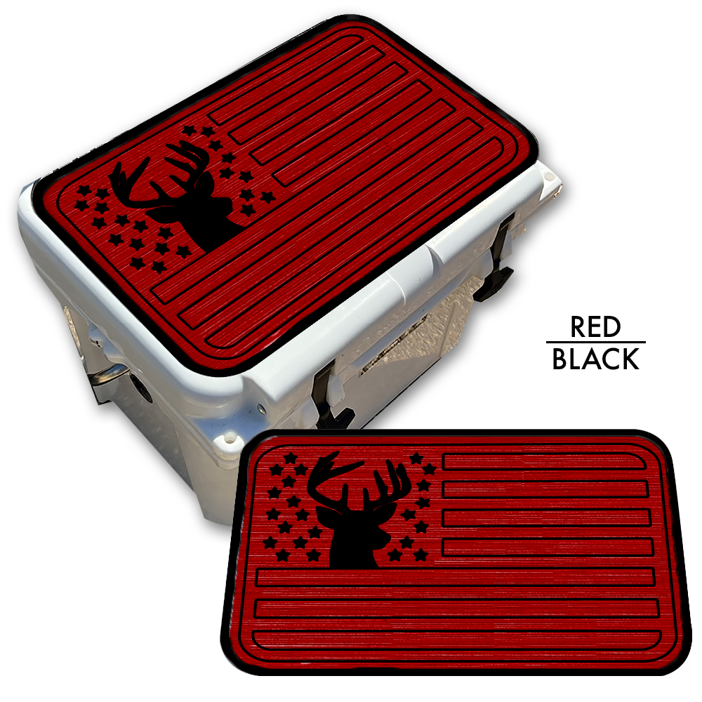 Deer Silhouette American Flag - Cooler Pad Top