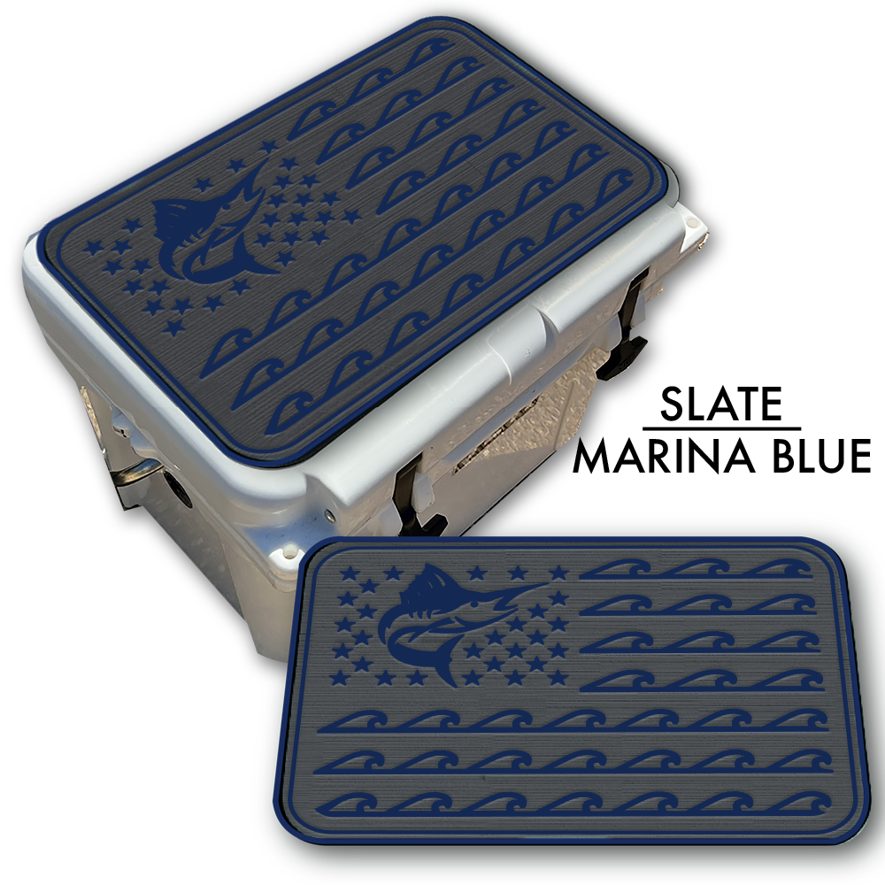 Marlin Ocean Waves Flag - Cooler Pad Top