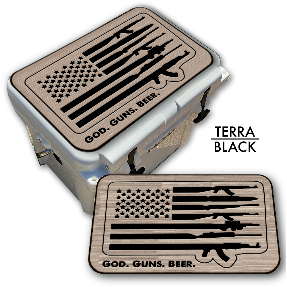 God Guns Beer American Flag - Cooler Pad Top