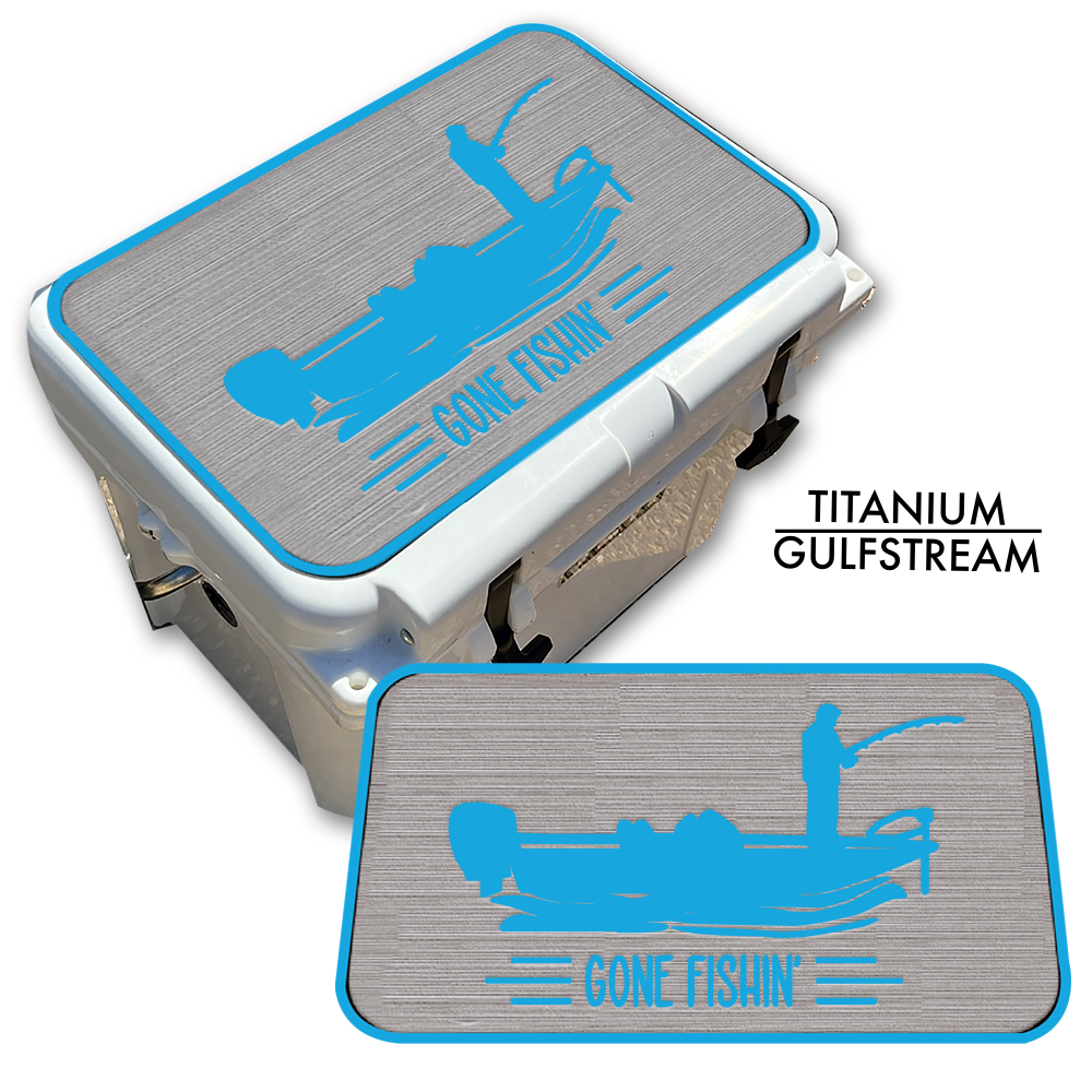 Gone Fishin' with Boat - Cooler Pad Top